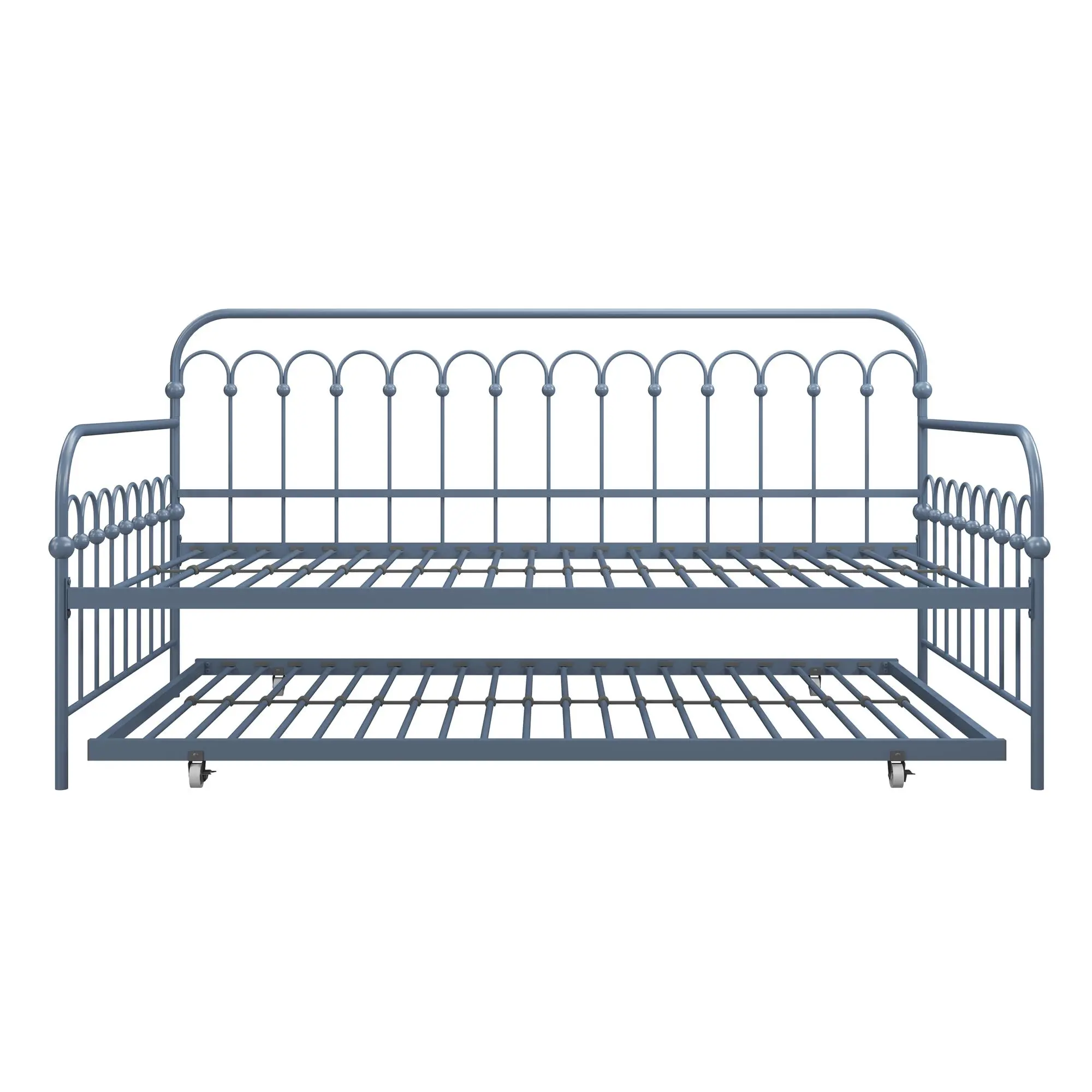 Bright Pop Stone Blue Metal Twin Daybed with Trundle-2