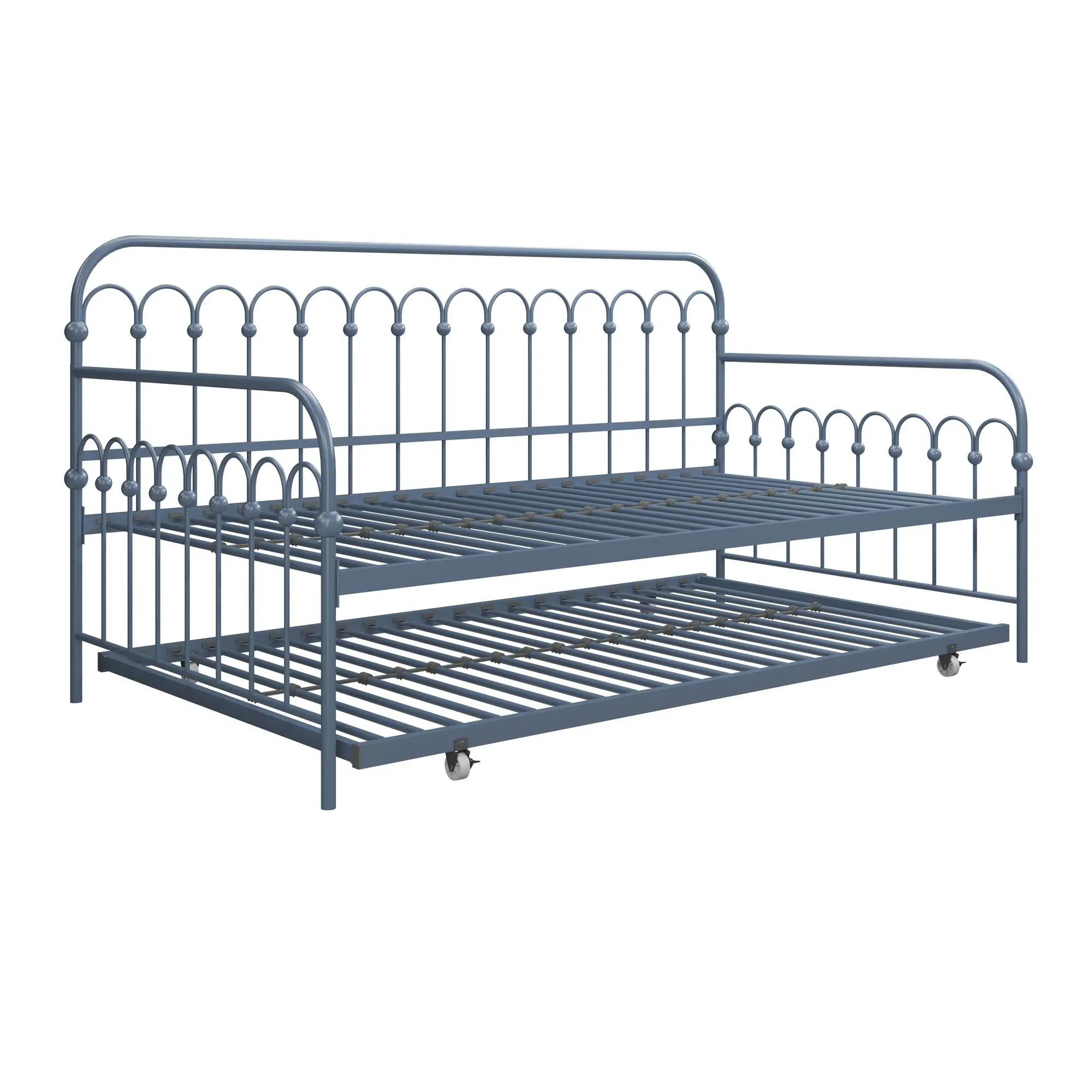 Bright Pop Stone Blue Metal Twin Daybed with Trundle-3