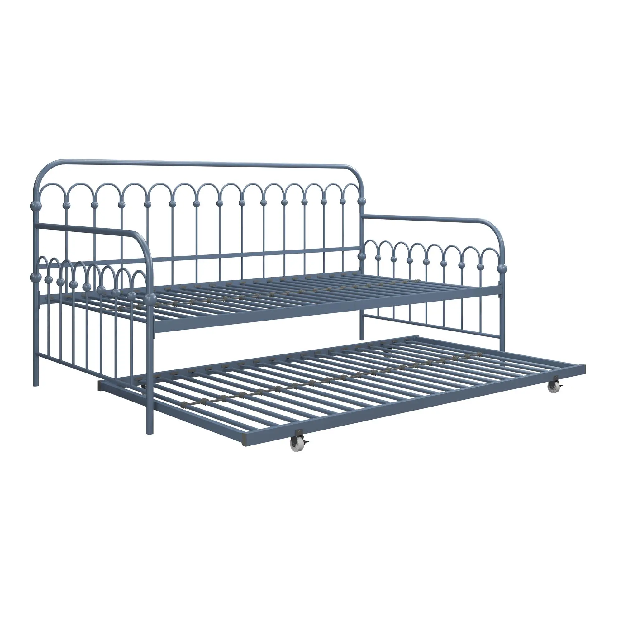 Bright Pop Stone Blue Metal Twin Daybed with Trundle-4