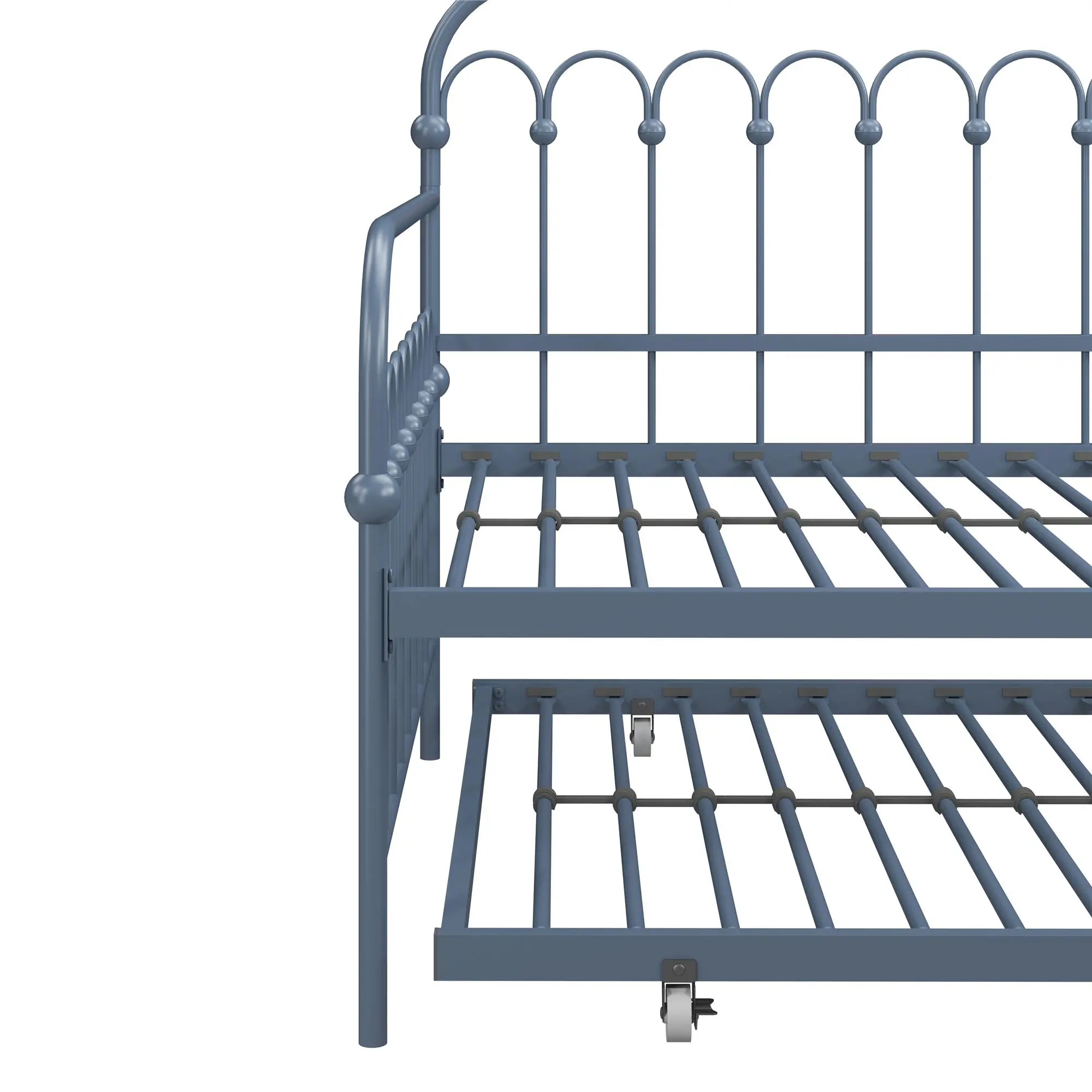 Bright Pop Stone Blue Metal Twin Daybed with Trundle-7