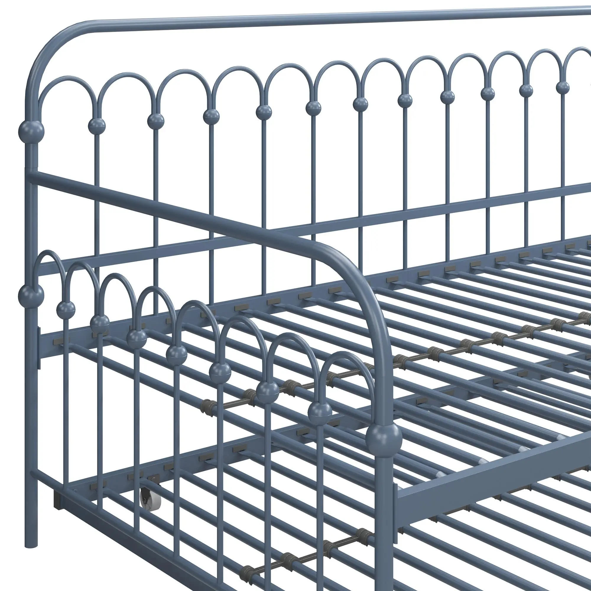 Bright Pop Stone Blue Metal Twin Daybed with Trundle-8