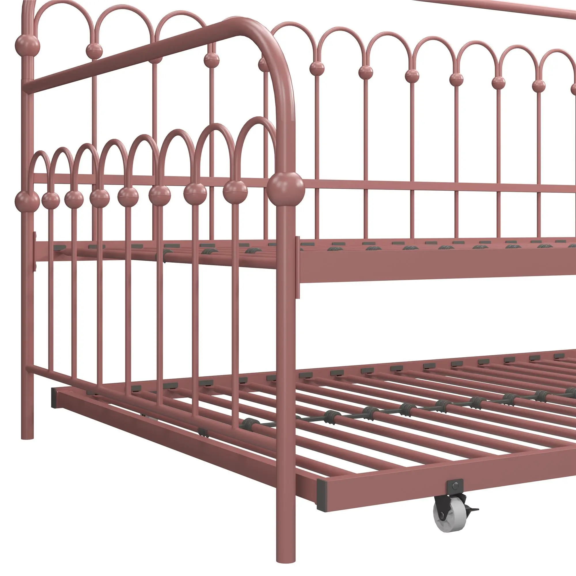 Bright Pop Dusty Rose Metal Twin Daybed with Trundle-9