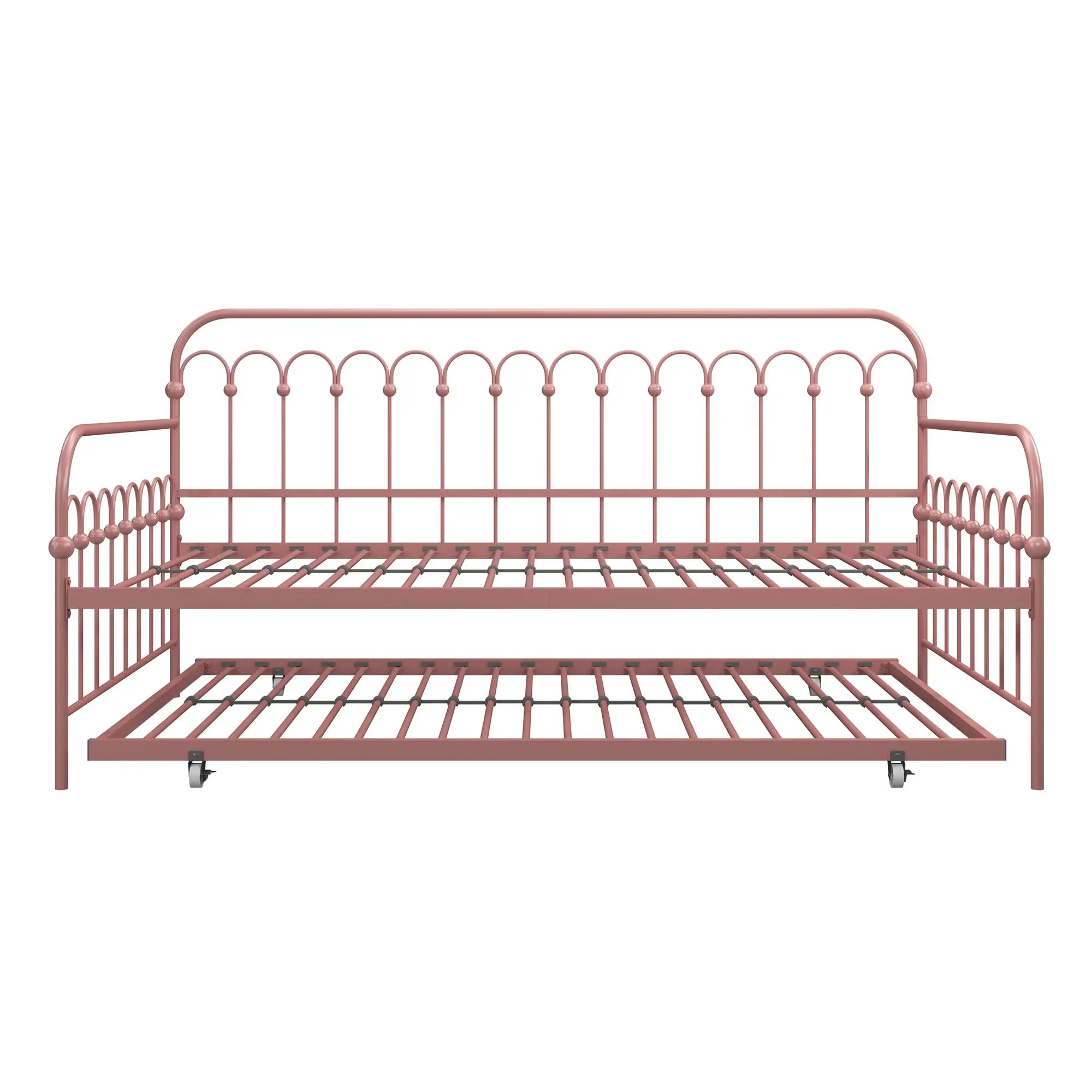 Bright Pop Dusty Rose Metal Twin Daybed with Trundle-3