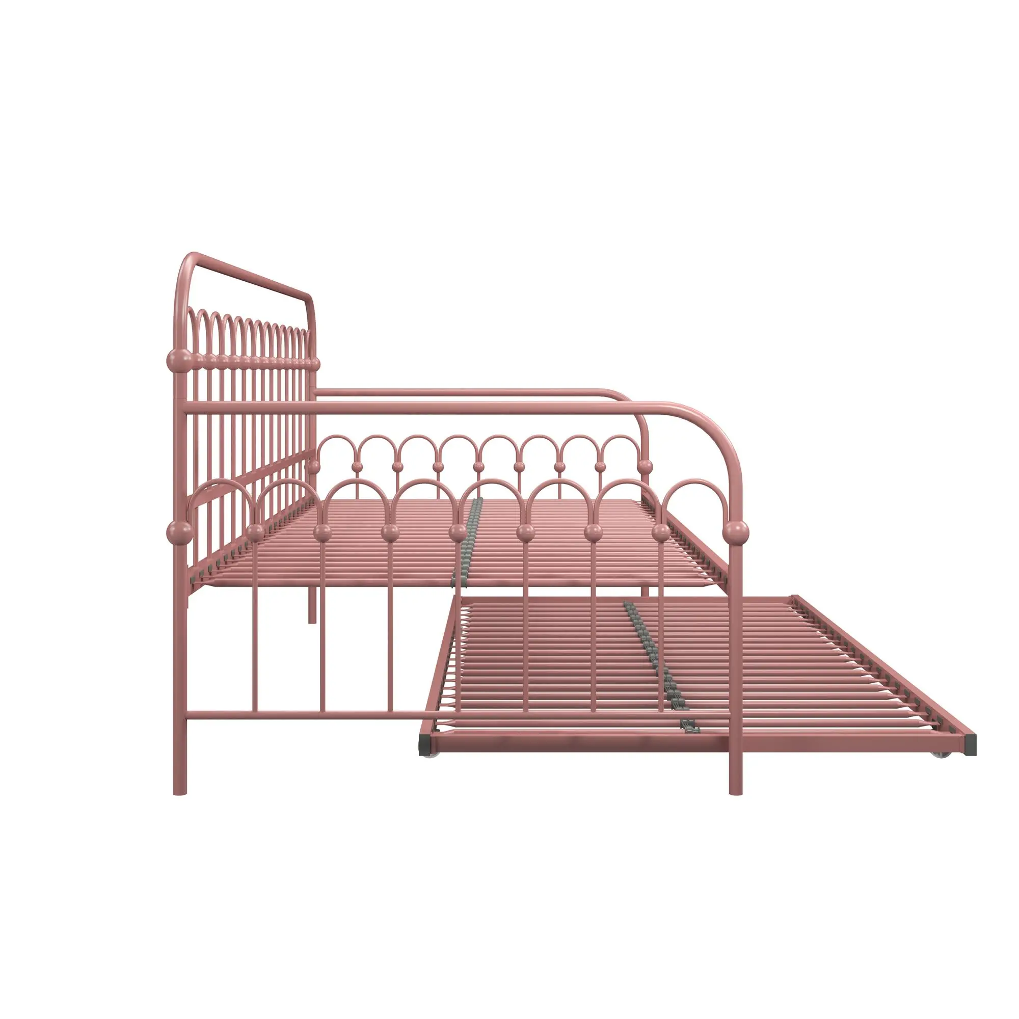 Bright Pop Dusty Rose Metal Twin Daybed with Trundle-6