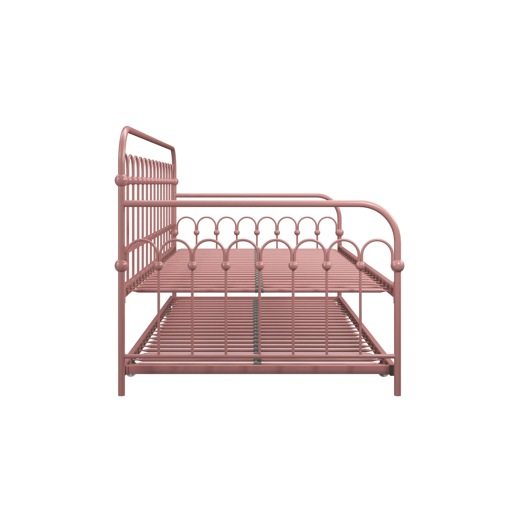 Bright Pop Dusty Rose Metal Twin Daybed with Trundle-2