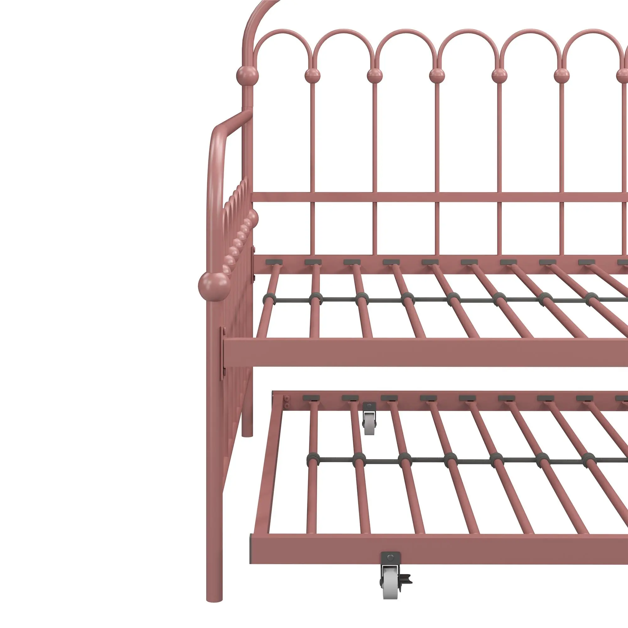 Bright Pop Dusty Rose Metal Twin Daybed with Trundle-7