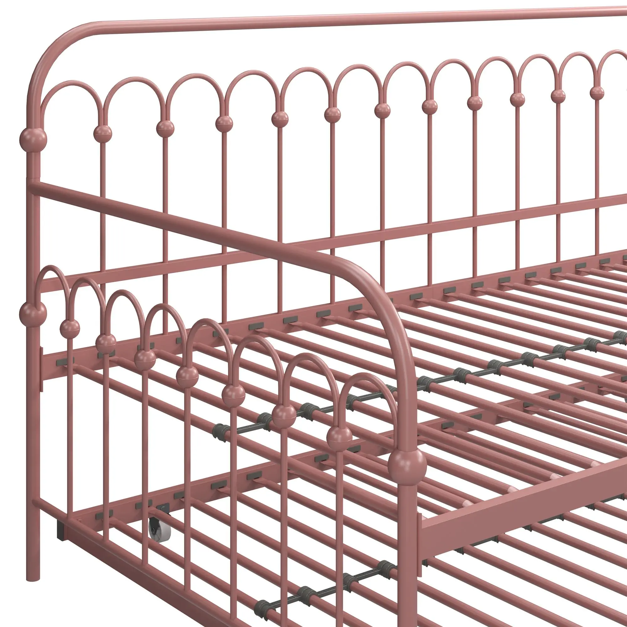 Bright Pop Dusty Rose Metal Twin Daybed with Trundle-8