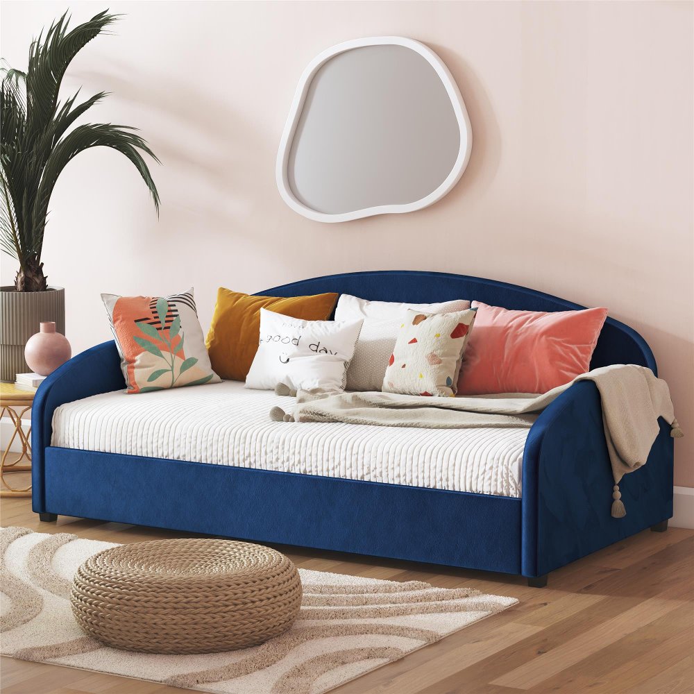 Mr. Kate Moon Blue Velvet Upholstered Twin Daybed