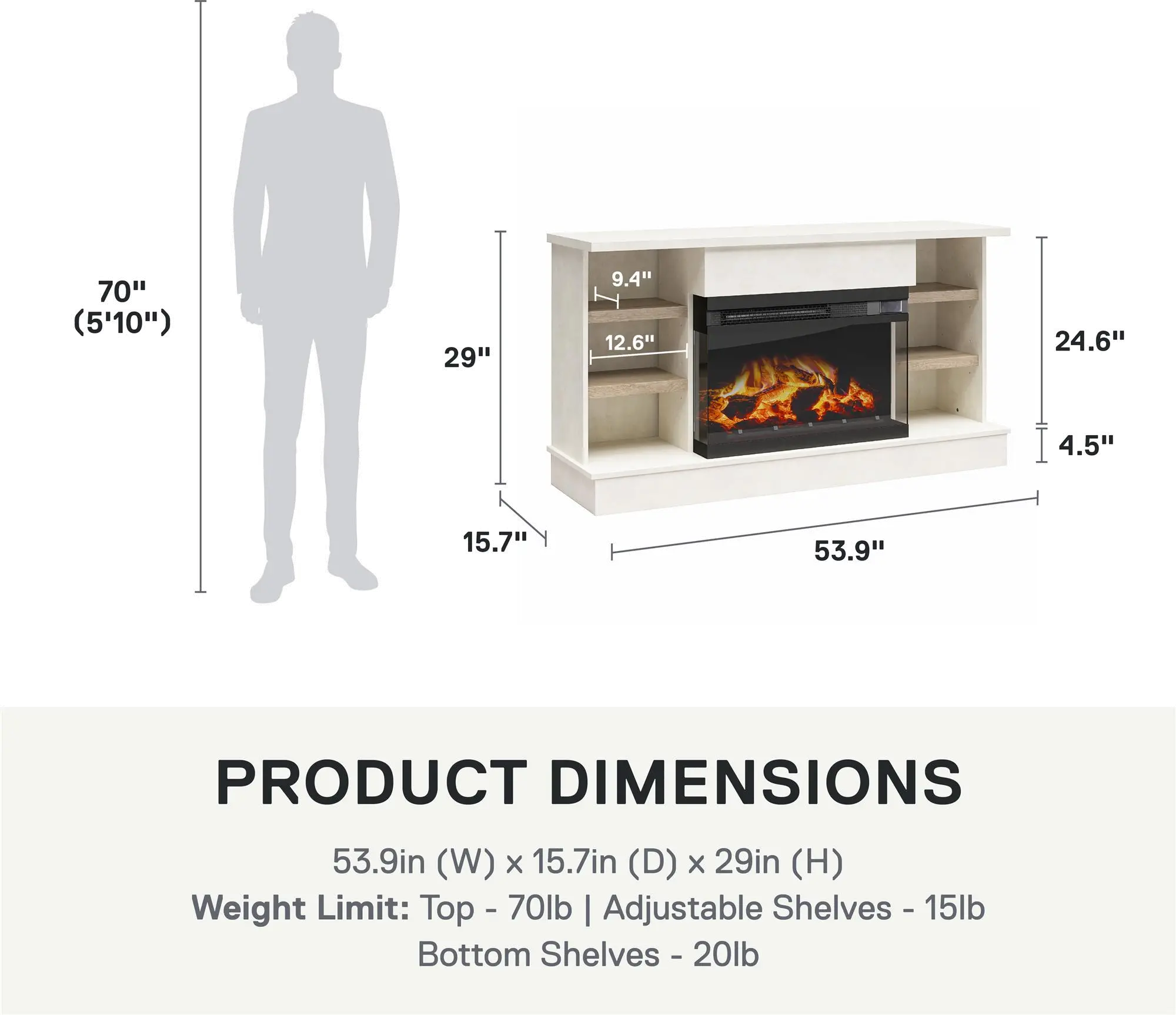 Oslo White Fireplace TV Stand-10