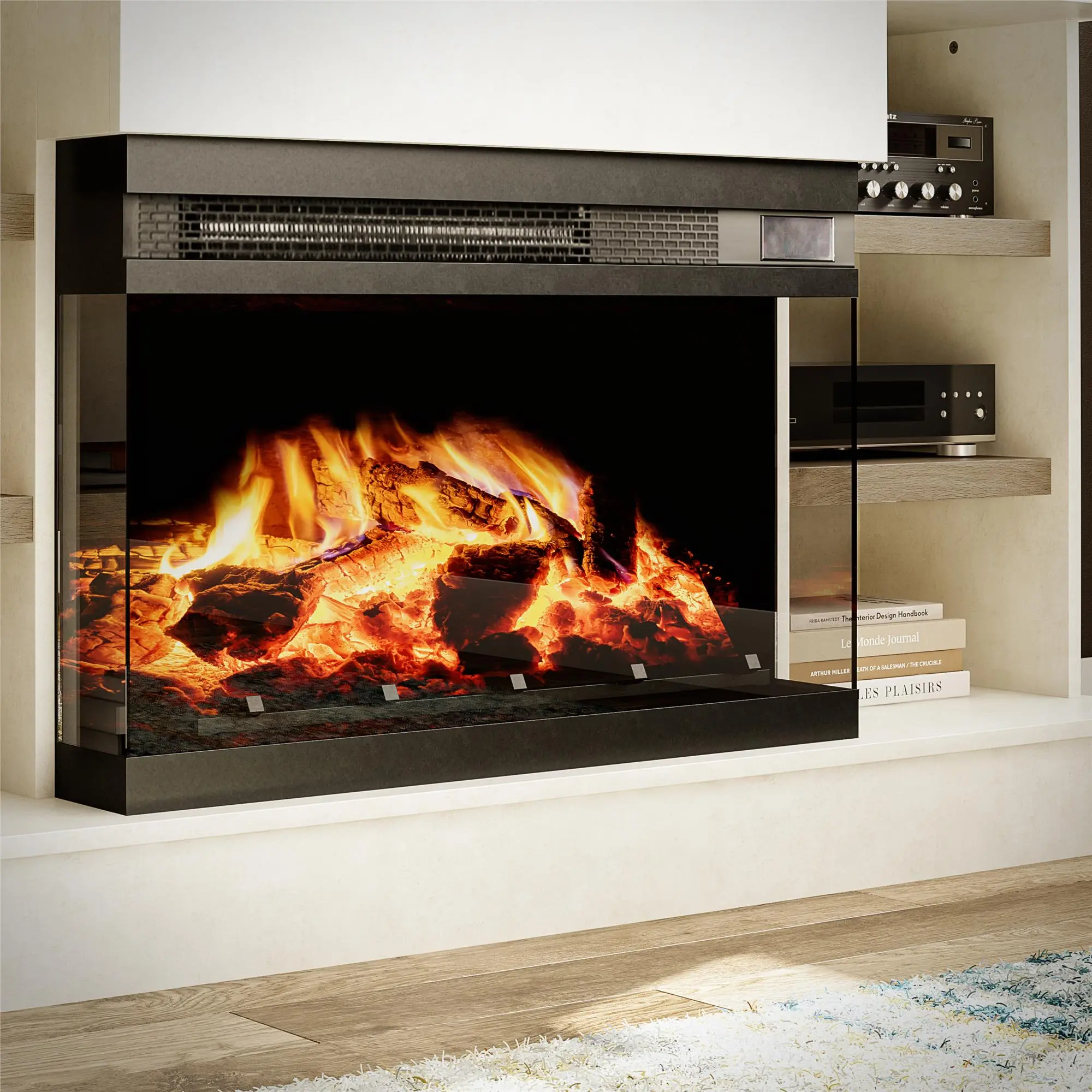 Oslo White Fireplace TV Stand-3