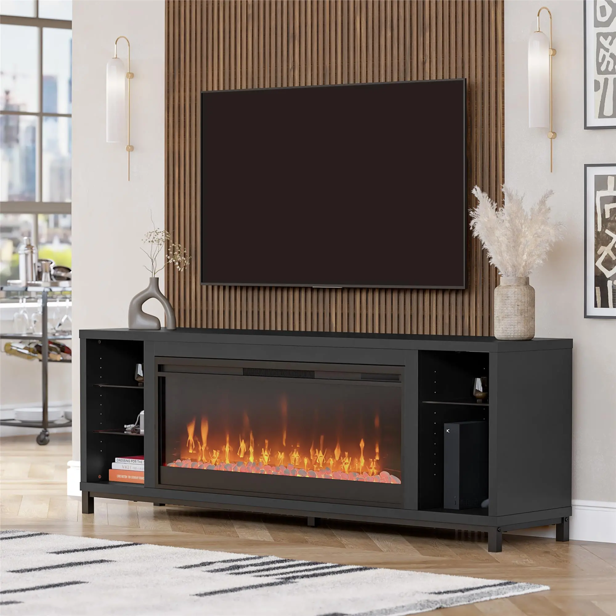 Lumina Black Fireplace TV Stand-2