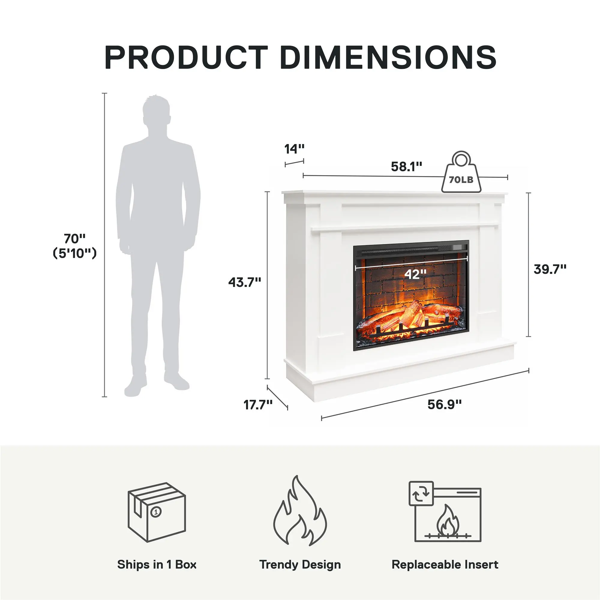 Elmcroft White Fireplace TV Stand-3