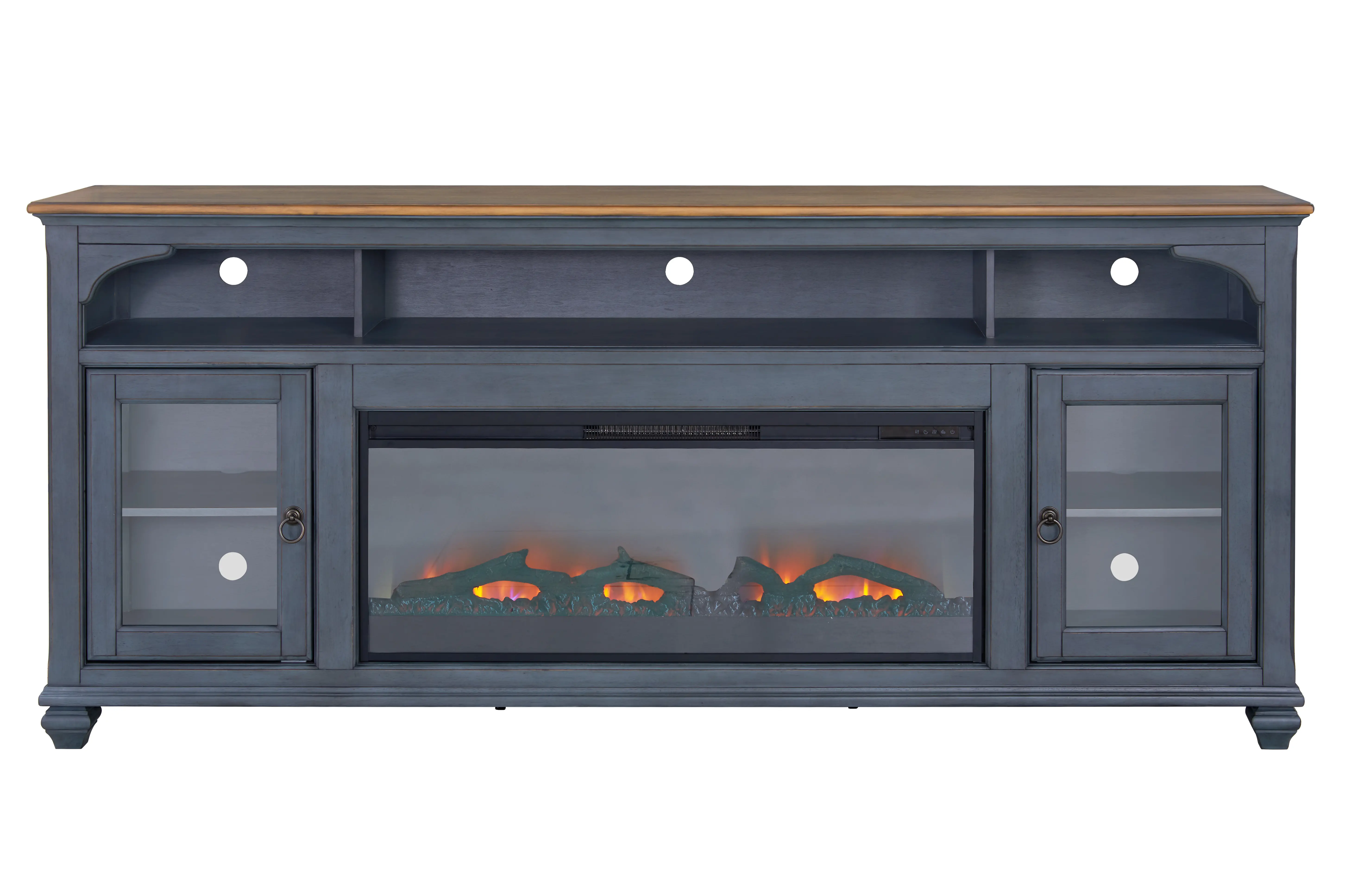 Americanas Blue Fireplace TV Stand-1