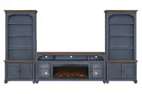 Americanas Blue Fireplace Entertainment Center