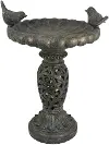 Gray Polyresin Bird Bath