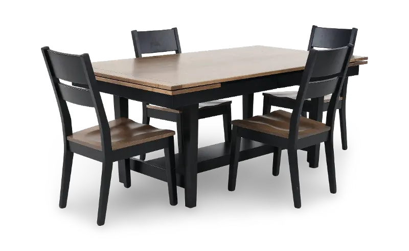 Christopher Natural and Black 5 Piece Dining Set with 4 Emmitt Chairs