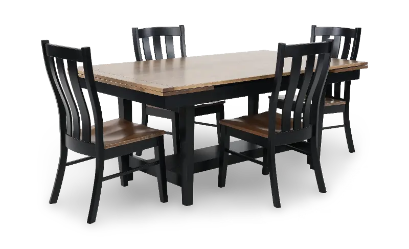 Christopher Natural and Black 5 Piece Dining Set with 4 Homestead Chairs