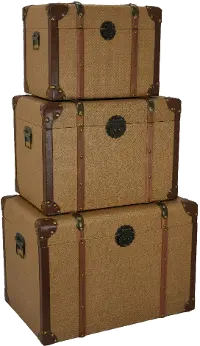 Large Brown Wood and Leather Box