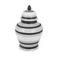 15.75  Black and White Jar with Lid