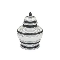 12  Black and White Jar with Lid