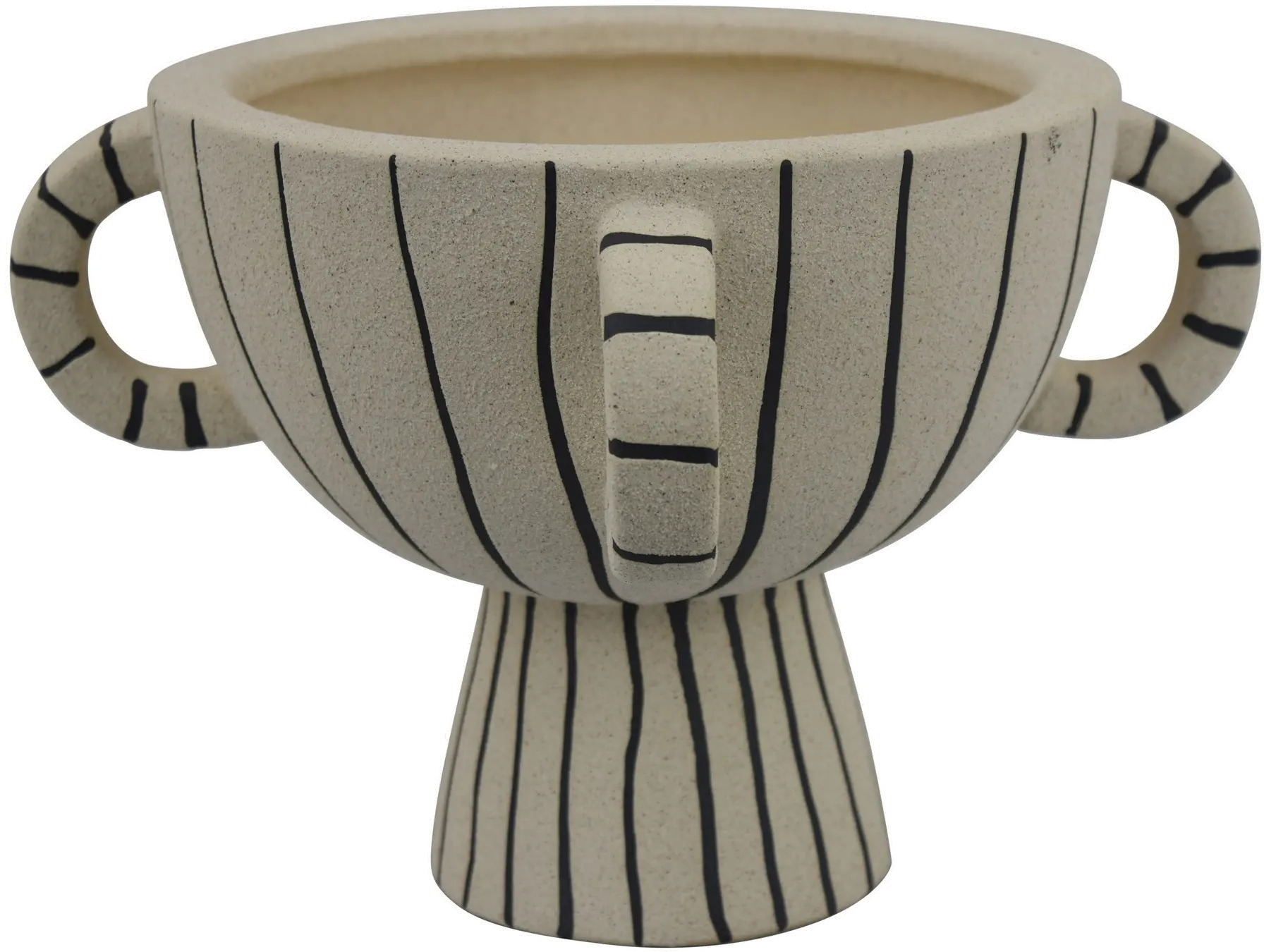 Footed Bowl Black and Cream-1