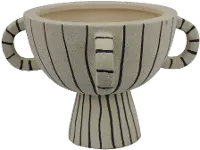 Footed Bowl Black and Cream