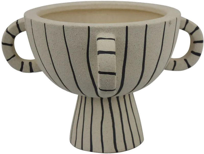 Footed Bowl Black and Cream