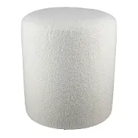 Gregg White Boucle Round Ottoman