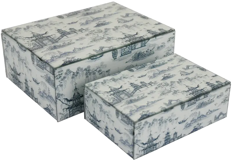 Decorative Blue Tone Box Set of 2
