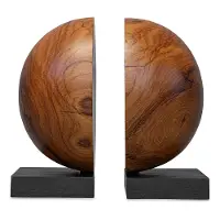Teak and Noir Wood Bookends Set of 2