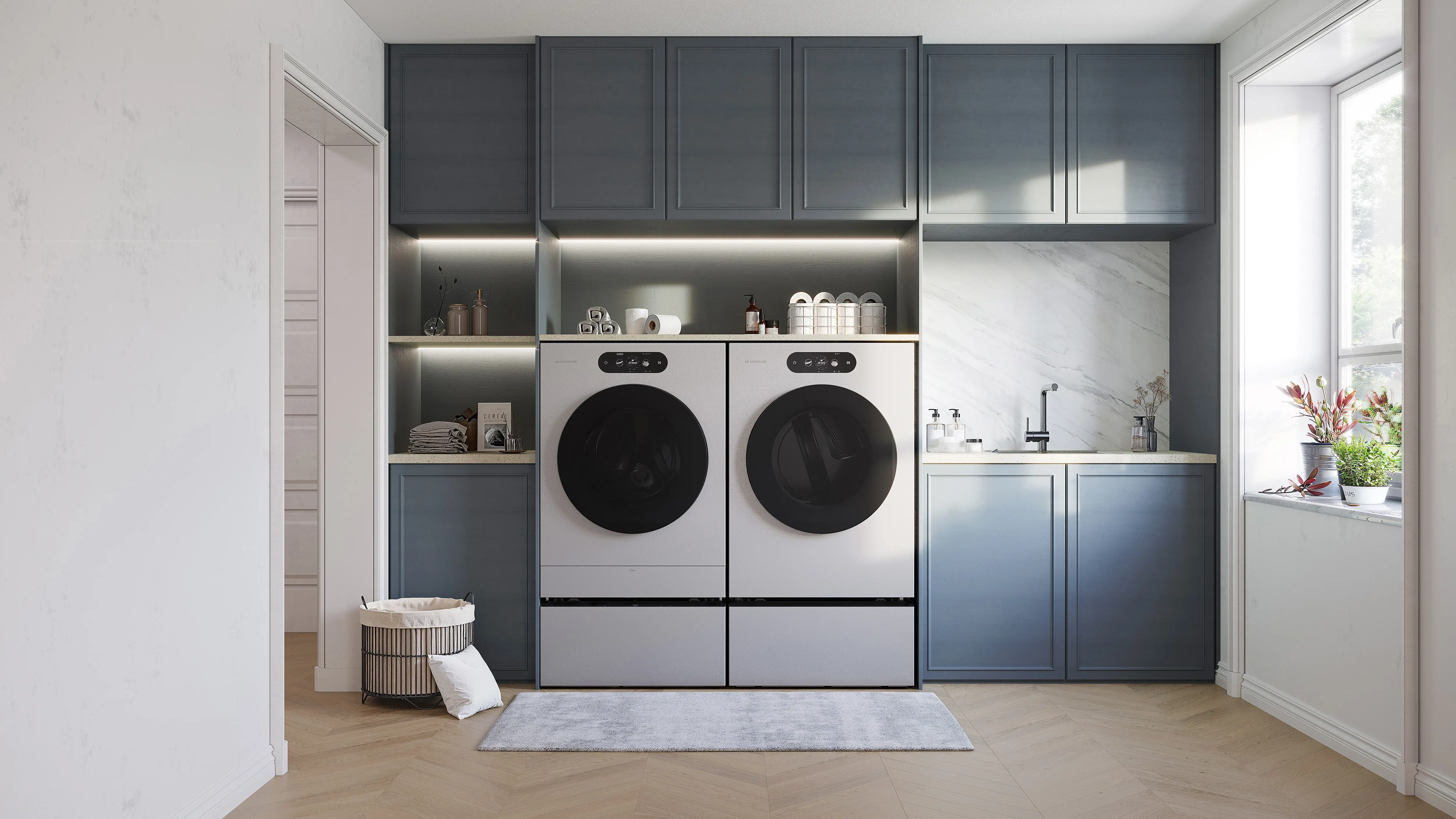 WM9900HSA LG SIGNATURE 5.8 Cu Ft Smart AI Front Load Washer - Platinum Steel-4
