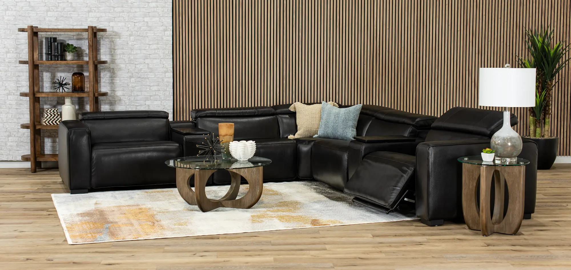 Night of Beautie II 6個セット Softee Blackberry Leather 7-Piece Power Reclining Sectional with