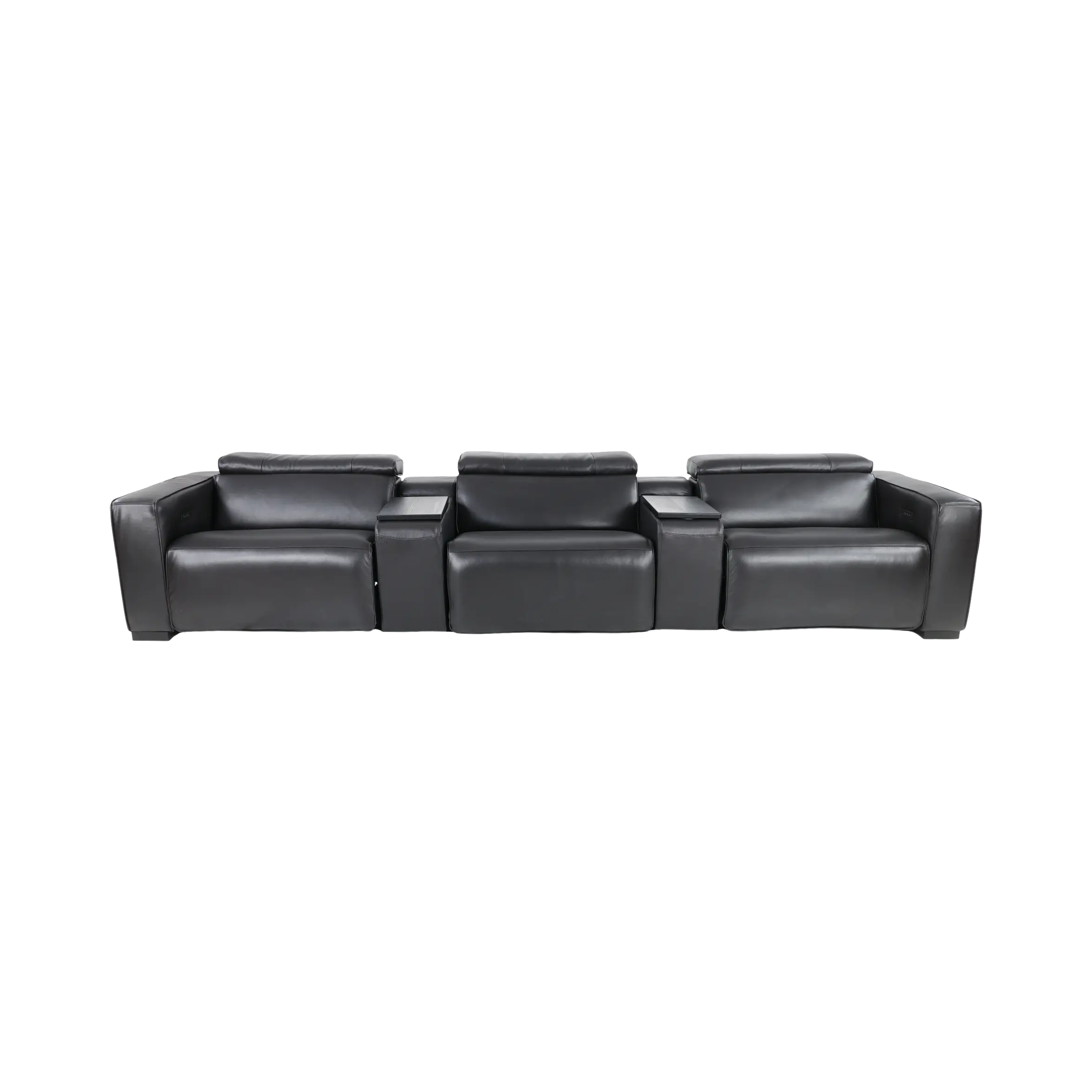 Softee Blackberry Leather 5-Piece Power Reclining Home Theater Set with 3D Sound System-1
