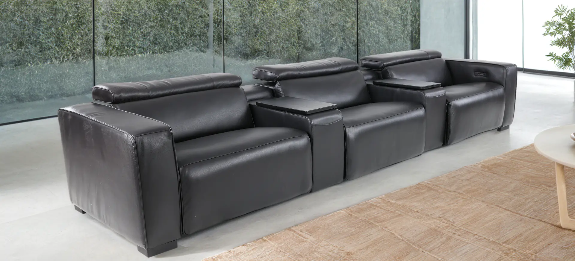 Softee Blackberry Leather 5-Piece Power Reclining Home Theater Set with 3D Sound System-10