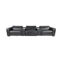 Softee Blackberry Leather 5-Piece Power Reclining Home Theater Set with 3D Sound System