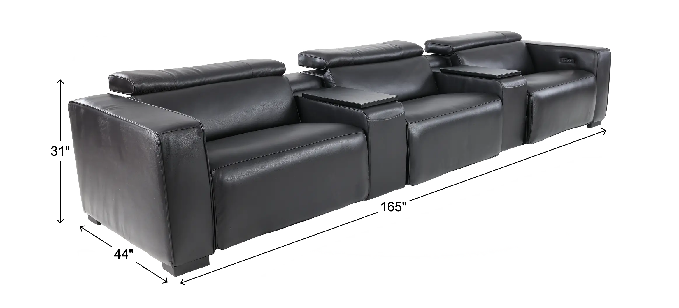 Softee Blackberry Leather 5-Piece Power Reclining Home Theater Set with 3D Sound System-3