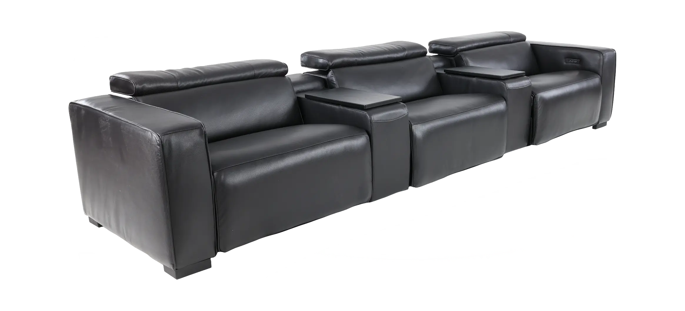 Softee Blackberry Leather 5-Piece Power Reclining Home Theater Set with 3D Sound System-4