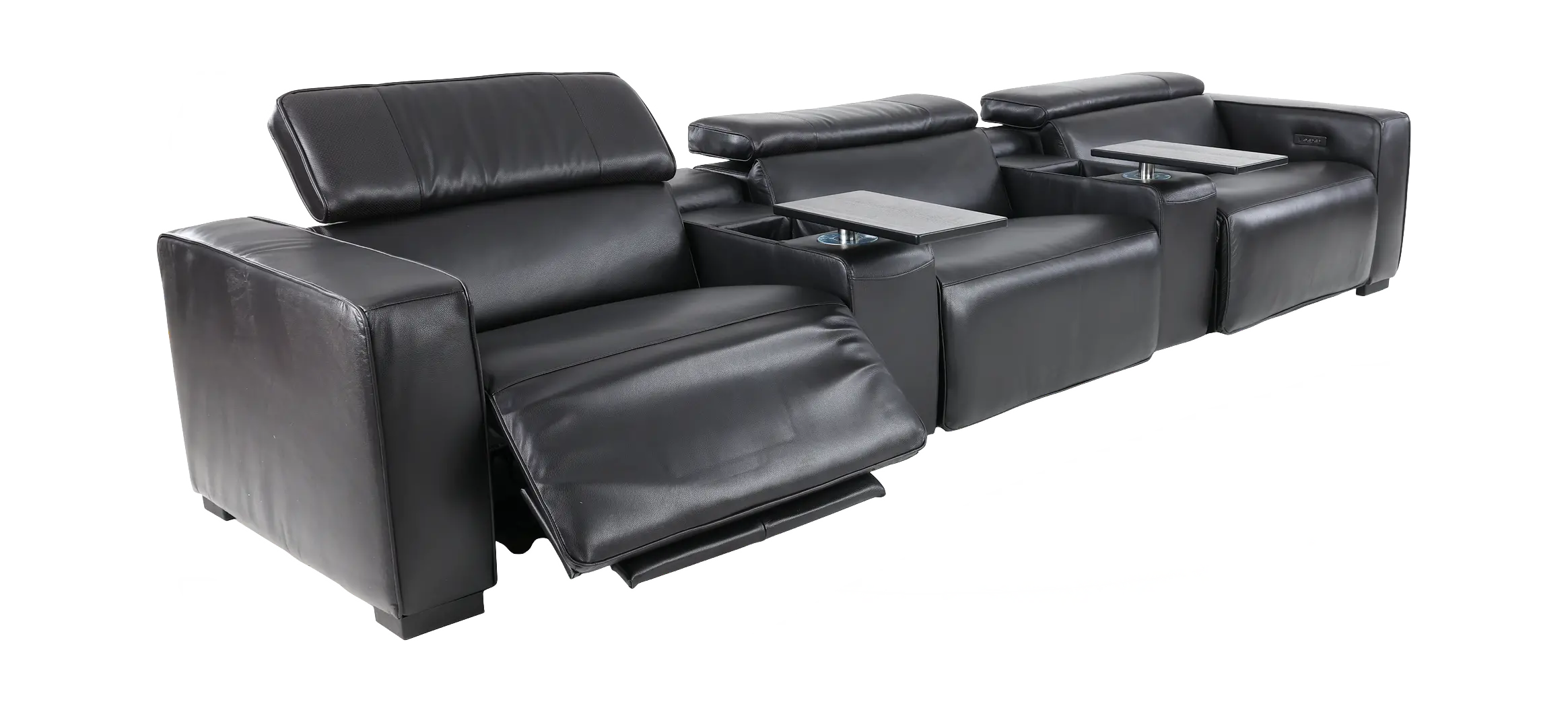 Softee Blackberry Leather 5-Piece Power Reclining Home Theater Set with 3D Sound System-5