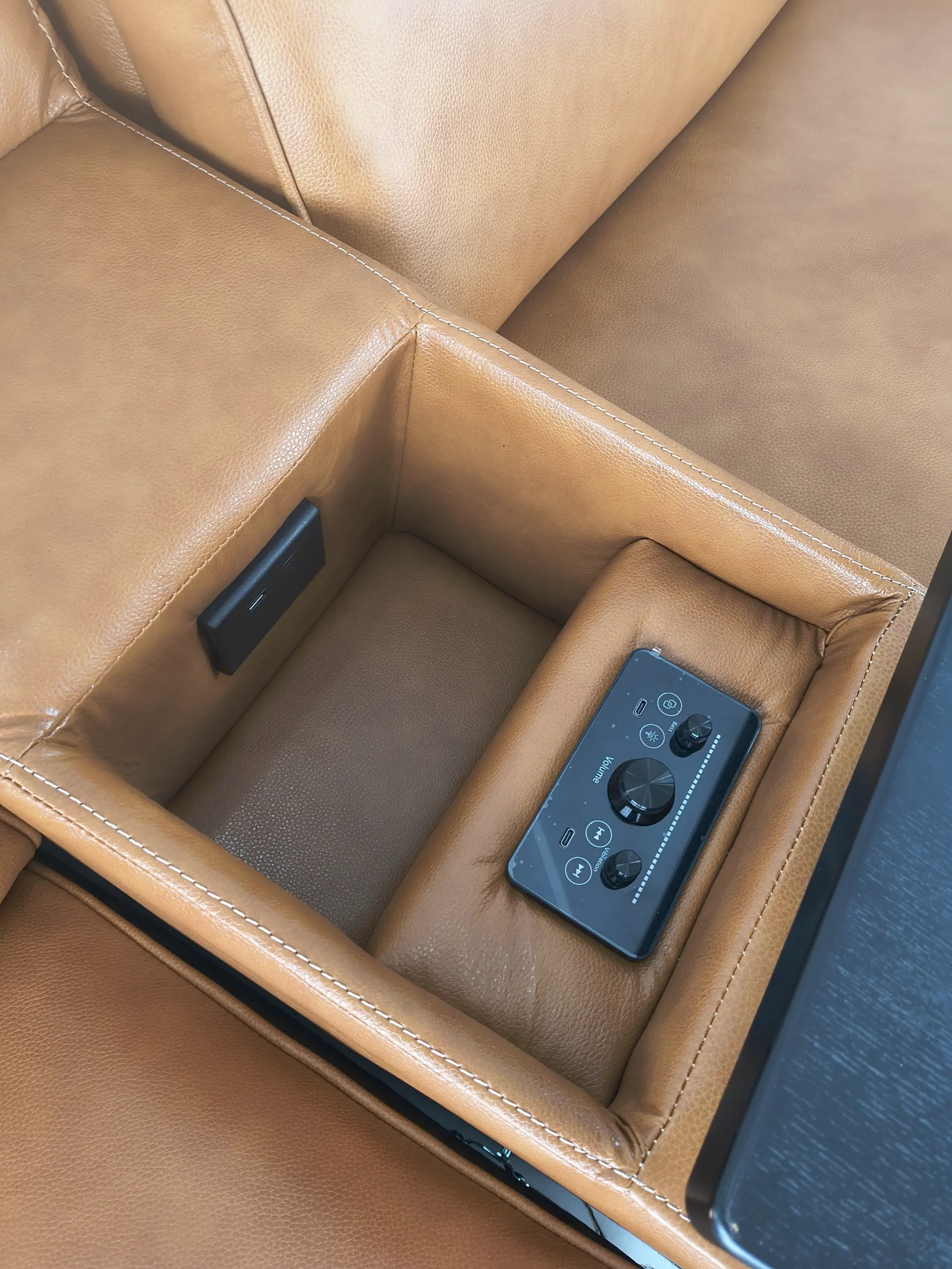 Softee Palomino Brown Leather 7-Piece Power Reclining Sectional