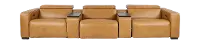 Softee Palomino Brown Leather 5-Piece Power Reclining Home Theater Set with 3D Sound System