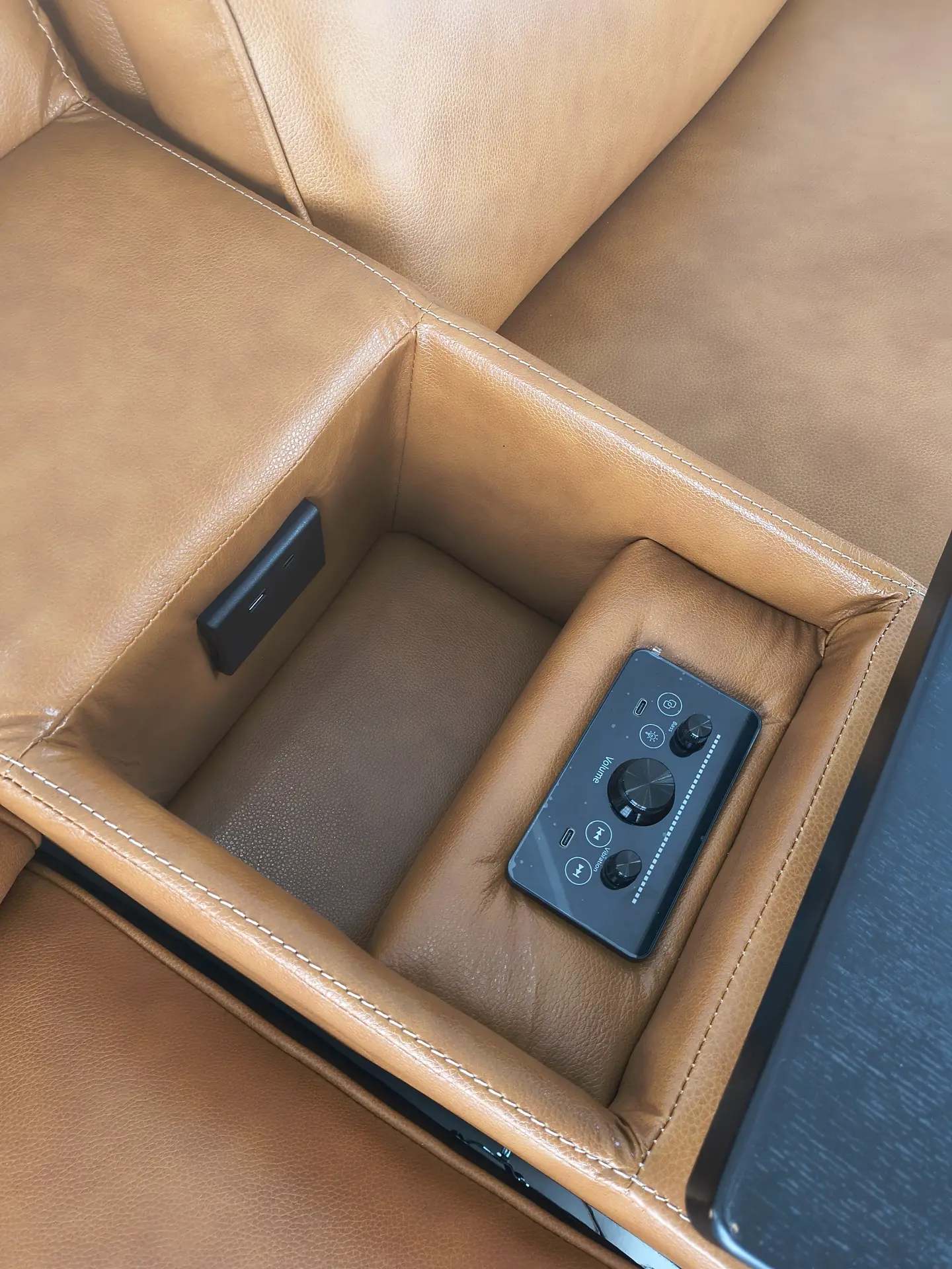 Softee Palomino Brown Leather 5-Piece Power Reclining Home Theater Set with 3D Sound System-7