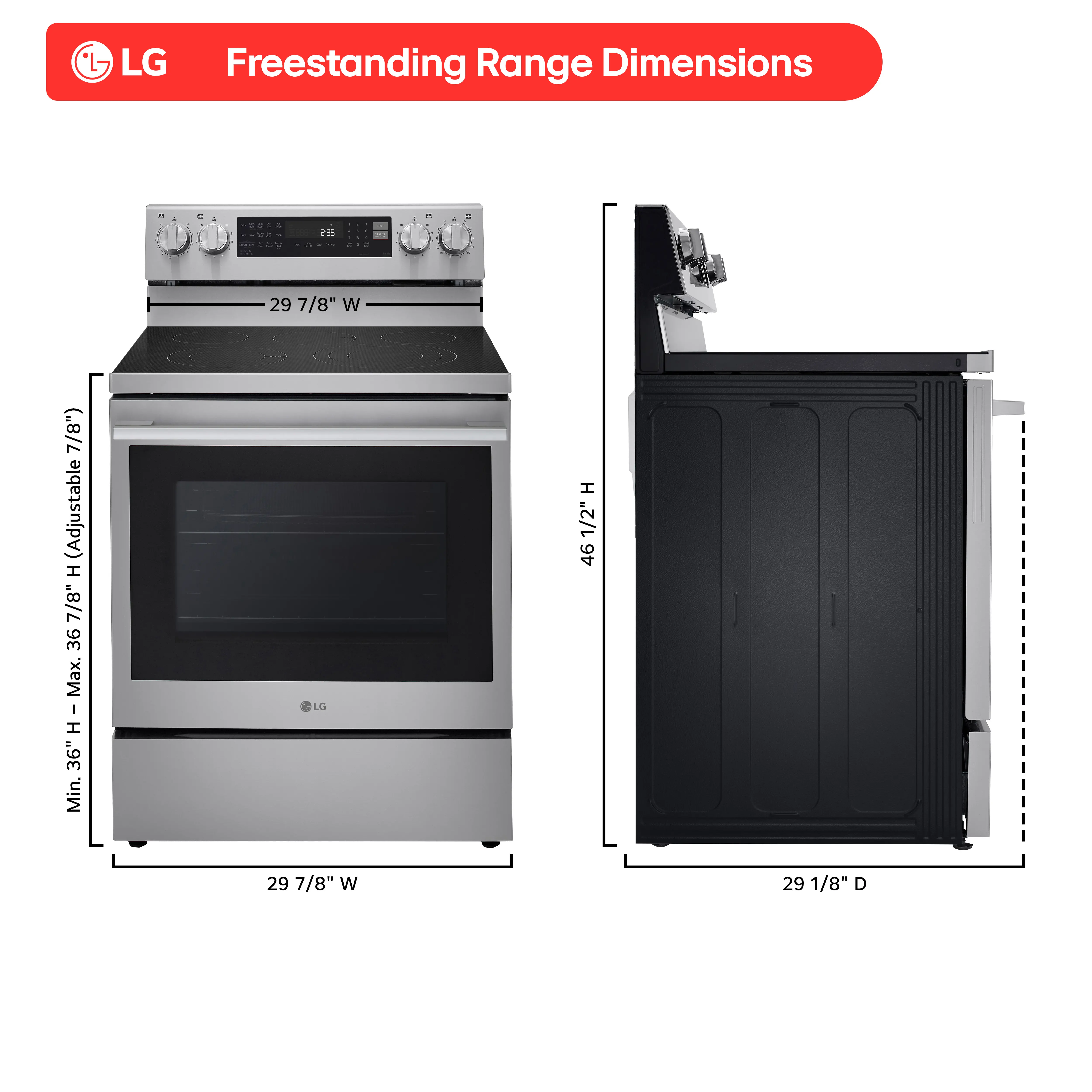 LREN6325XE LG 6.3 Cu Ft Electric Single Oven Range - Stainless Steel-3