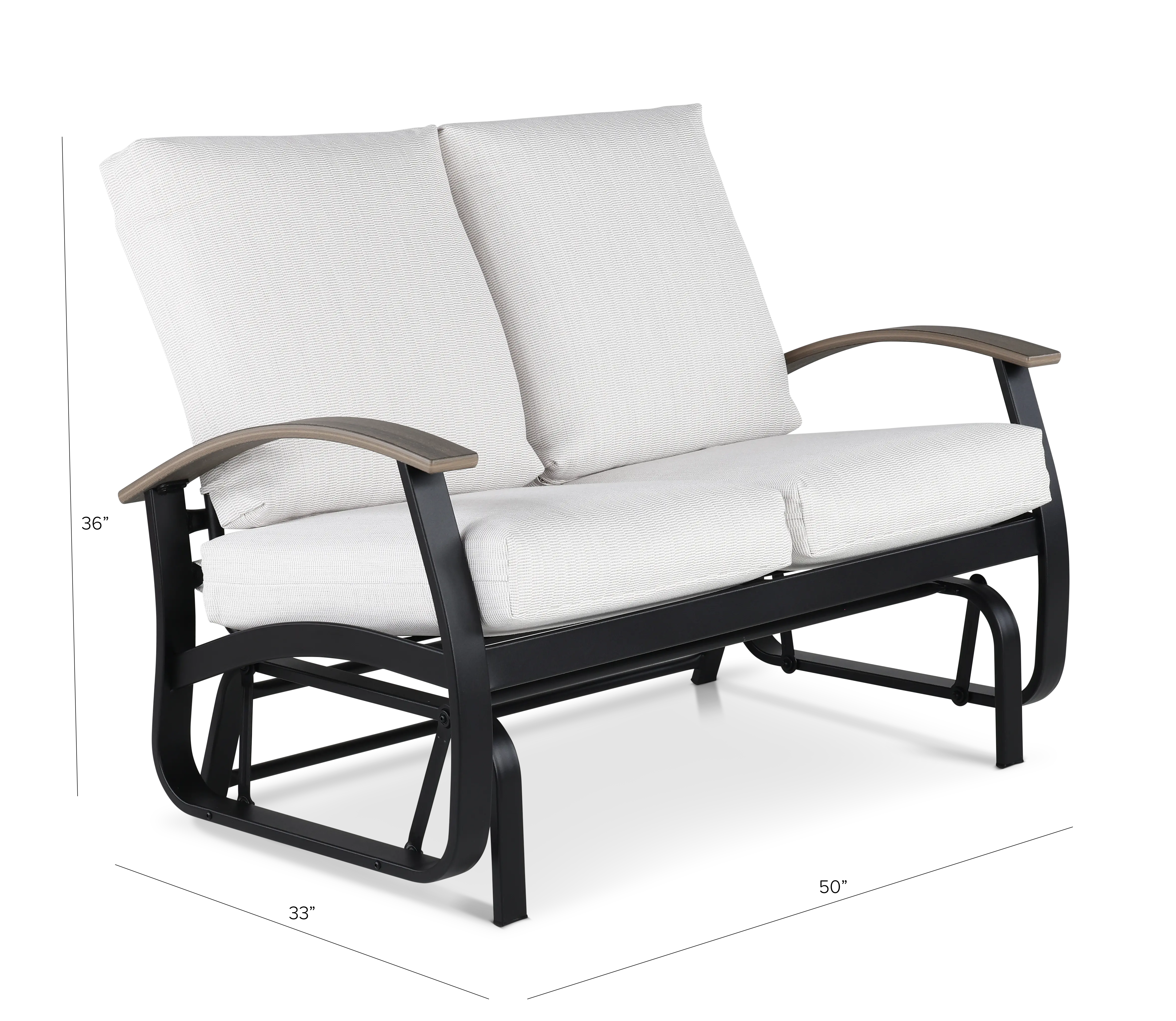 Belle Isle Black and Off White Patio Glider Love Seat-3