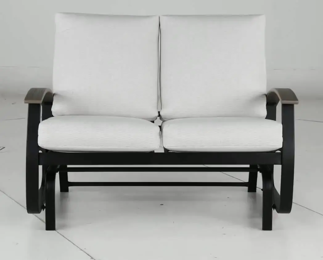 Belle Isle Black and Off White Patio Glider Love Seat-5