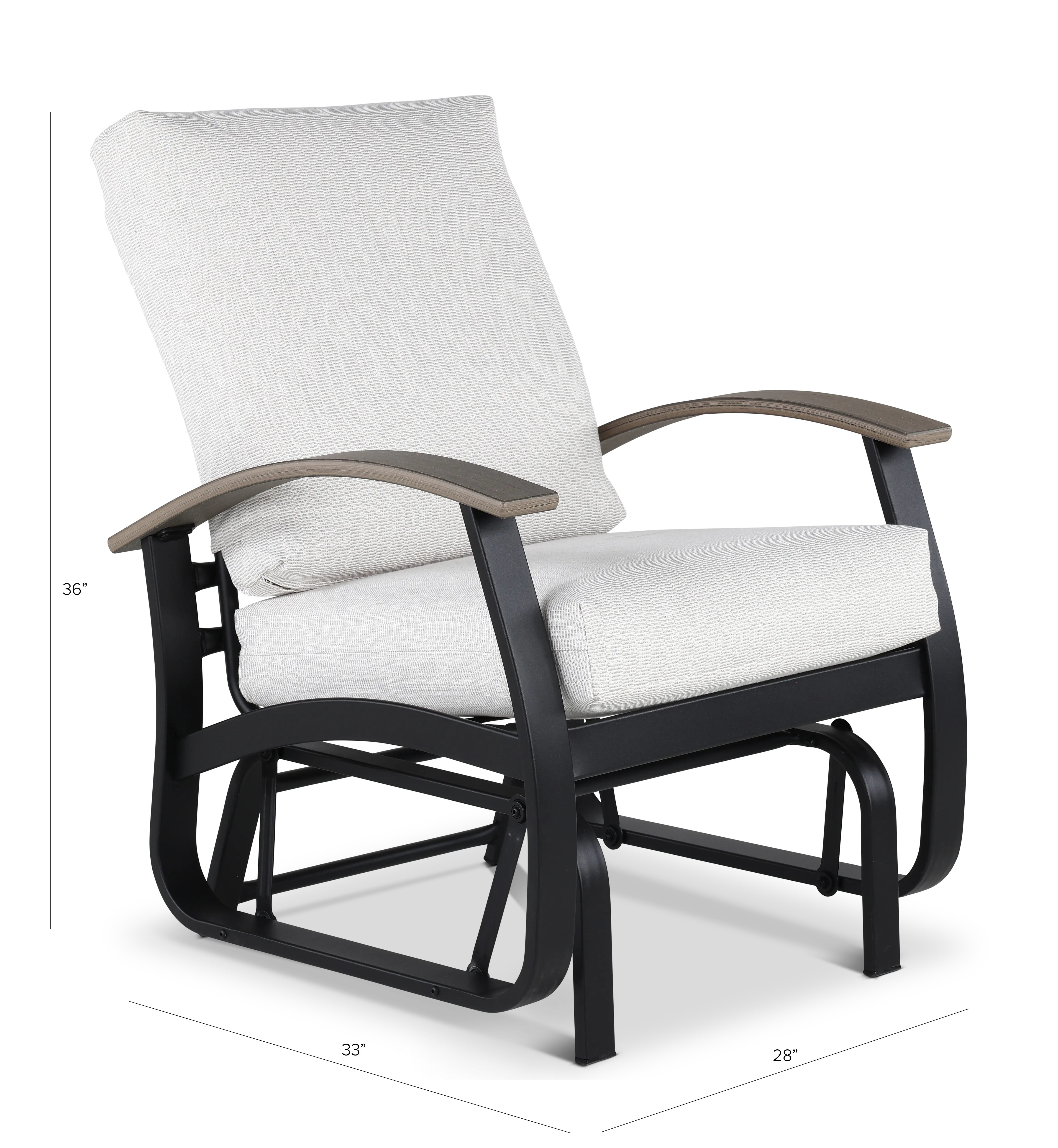 Belle Isle Black and Off White Patio Glider Chair-3