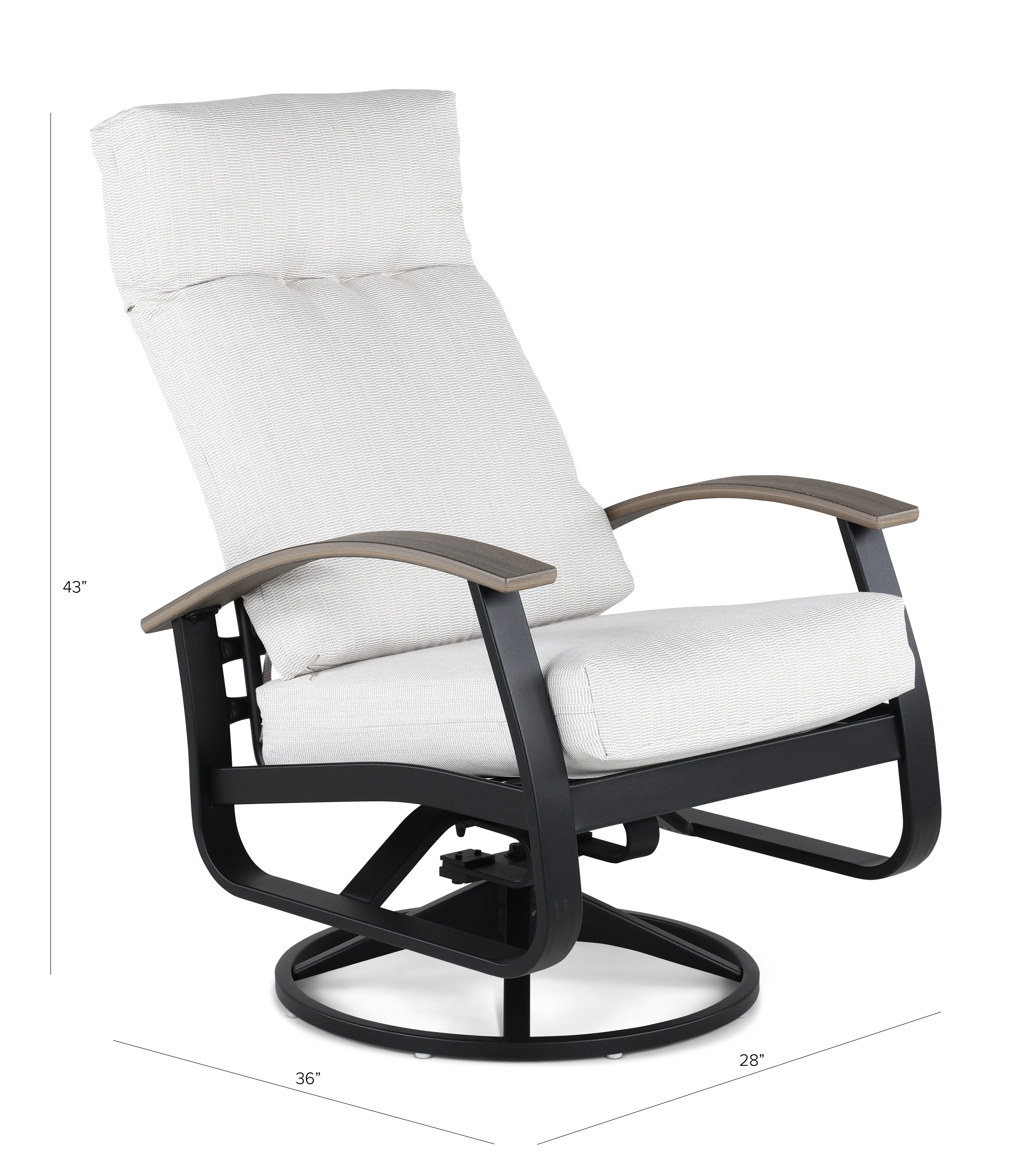 Belle Isle Black and Off White Patio Swivel Rocker-3