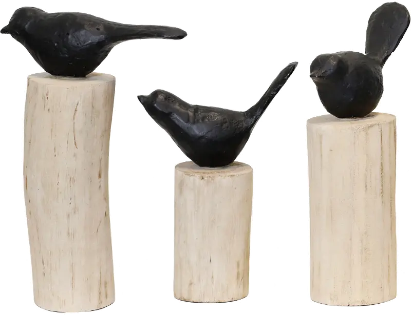 Natural Wood Birds On a Stump