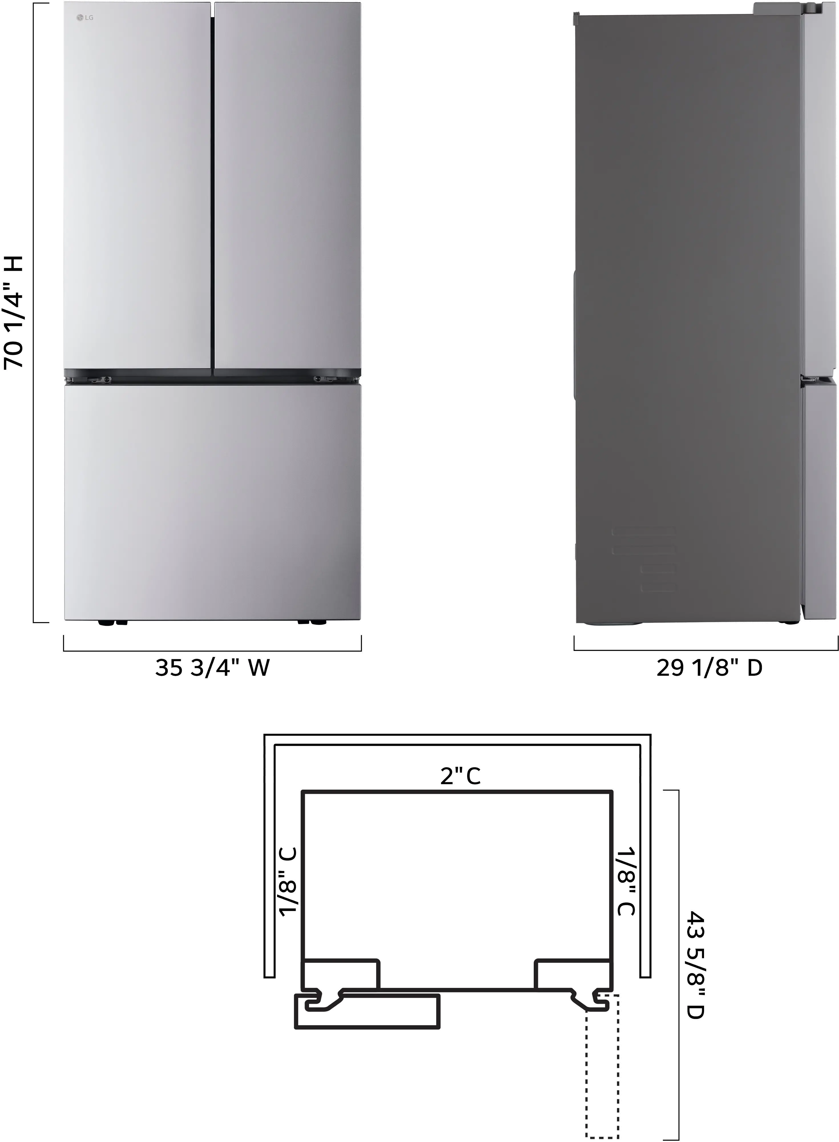 LRFLC2716S LG 27 Cu Ft French Door Refrigerator - Counter Depth Stainless Steel-3