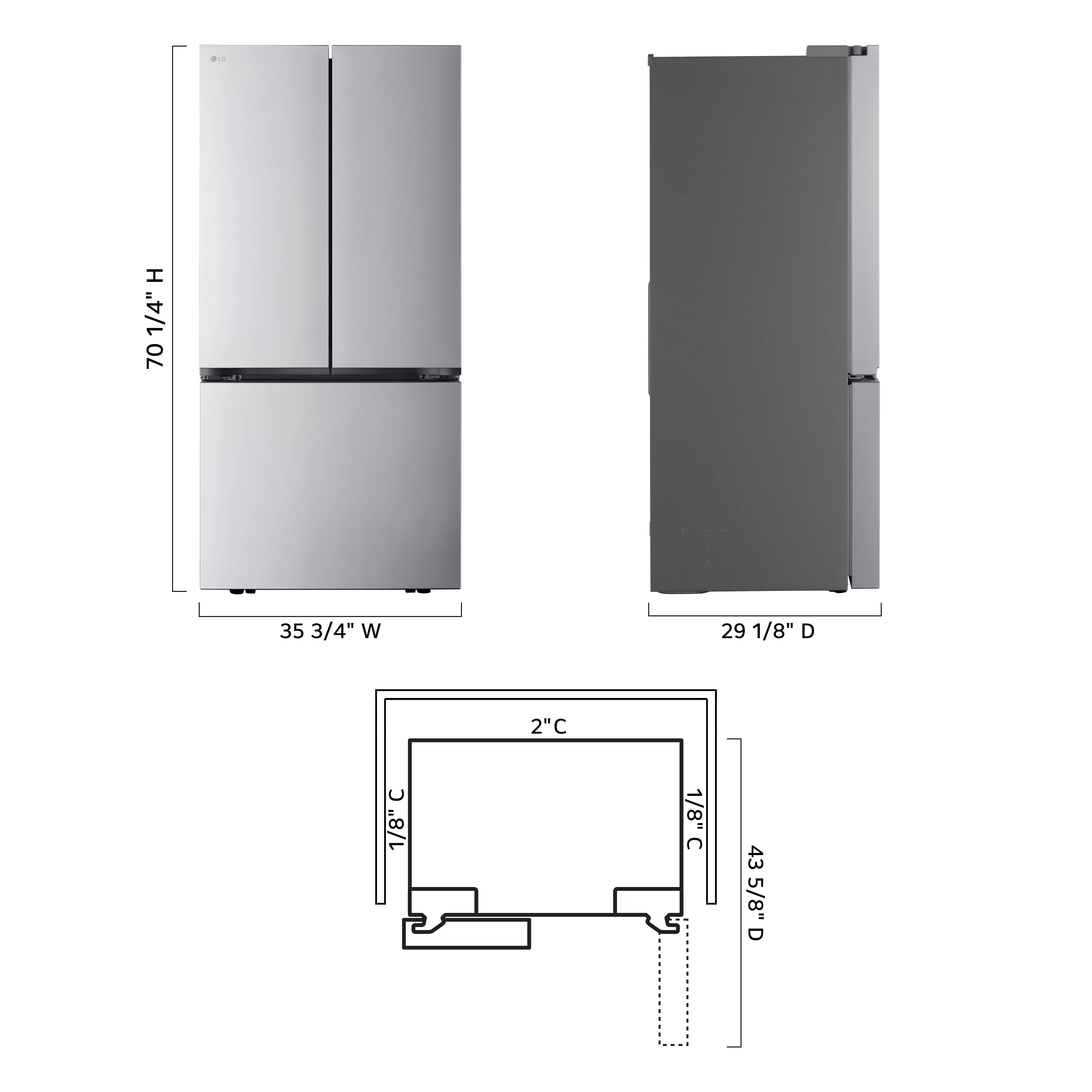 LRFLC2716S LG 27 Cu Ft French Door Refrigerator - Counter Depth Stainless Steel-4