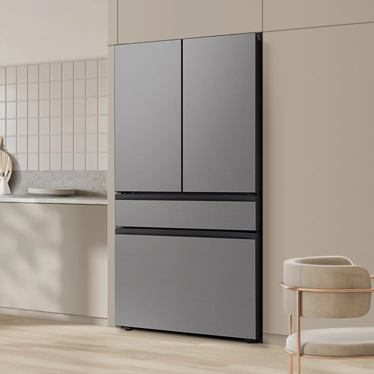 Samsung Bespoke 23 Cu Ft French Door Refrigerator - Counter Depth Stainless Steel-2